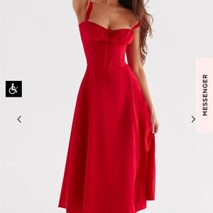 House of CB "Carmen" RED ROSS BUSTIER DRESS NWOT